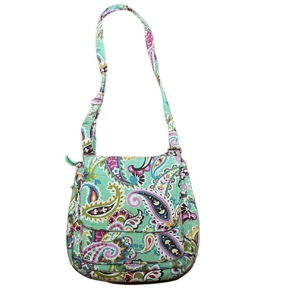 Vera Bradley Mailbag Tutti-Frutti Paisley Print Bag Crossbody Green Multicolored - Picture 2 of 8